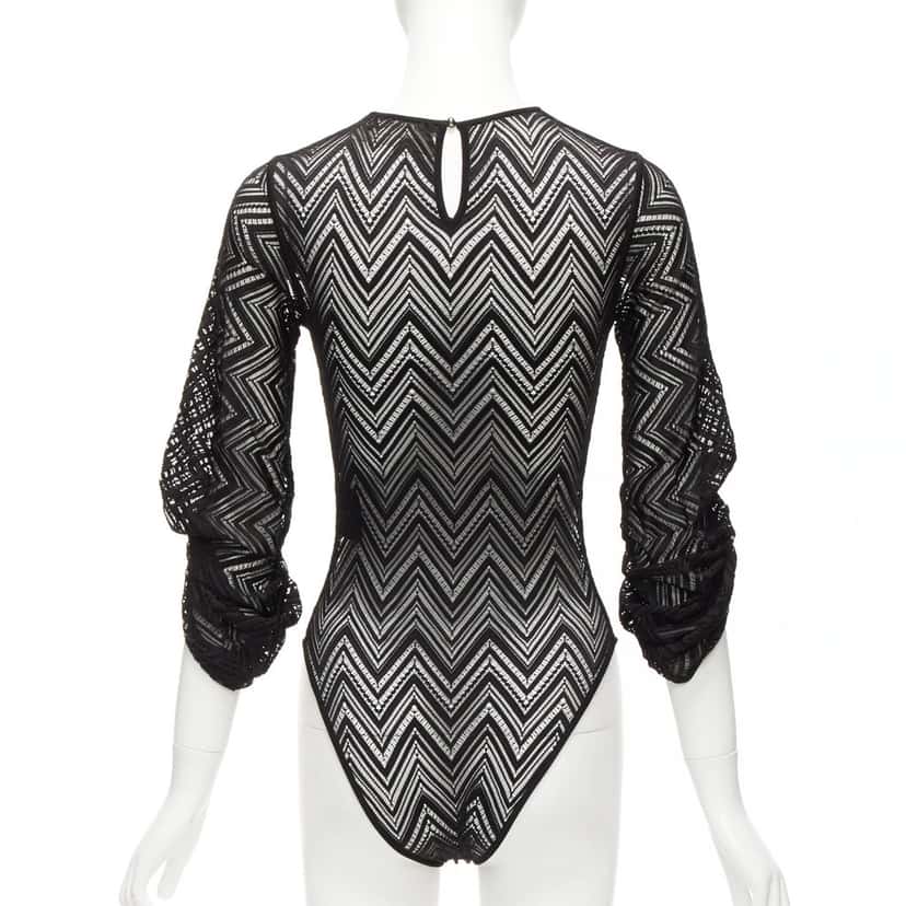 Roland Mouret Chevron Lace Bodysuit Black Viscose Never worn - Box View