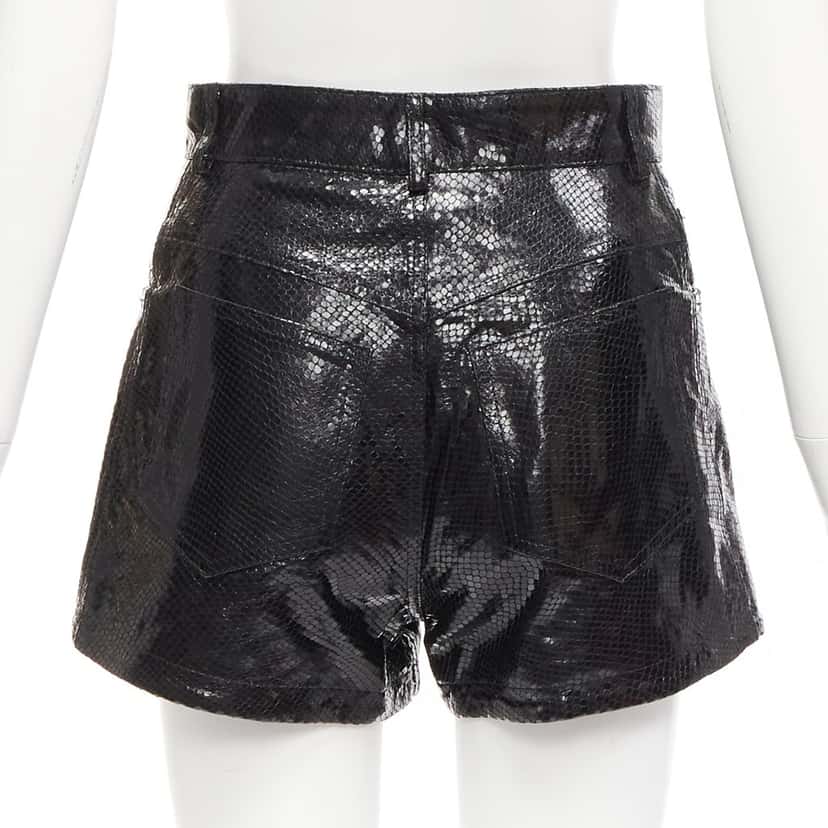 Manokhi Scaled Leather Shorts Black Leather Never worn - Box View