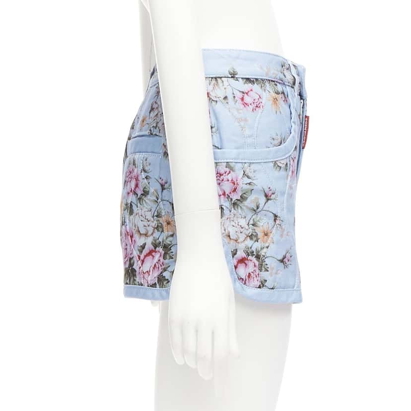 Dsquared2 Floral Bloomer Shorts Blue Cotton Never worn - Model View