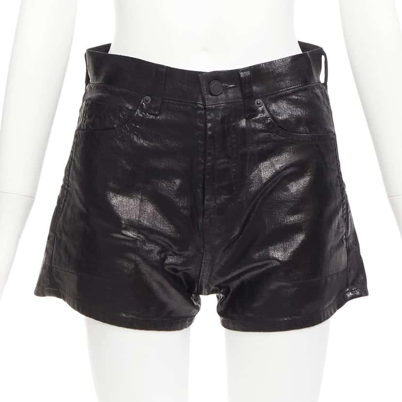 Saint Laurent Coated Cotton Shorts Black Cotton Very good condition - Front View