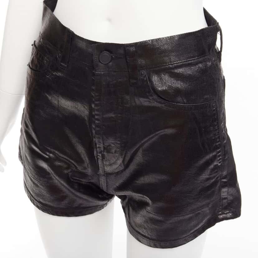 Saint Laurent Coated Cotton Shorts Black Cotton Very good condition - Back View