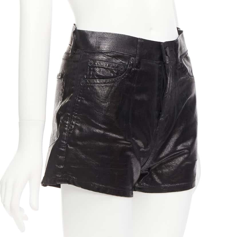 Saint Laurent Coated Cotton Shorts Black Cotton Very good condition - Inside View