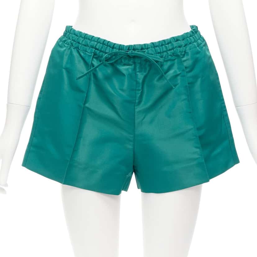 VALENTINO GARAVANI Green Silk Shorts Green Silk Never worn - Front View