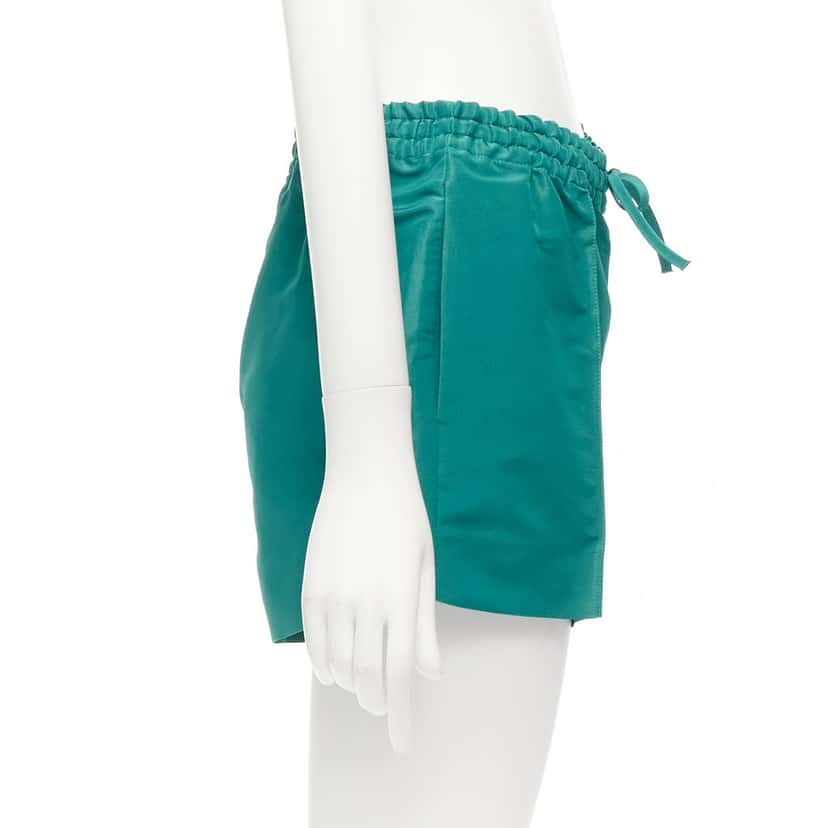 VALENTINO GARAVANI Green Silk Shorts Green Silk Never worn - Model View