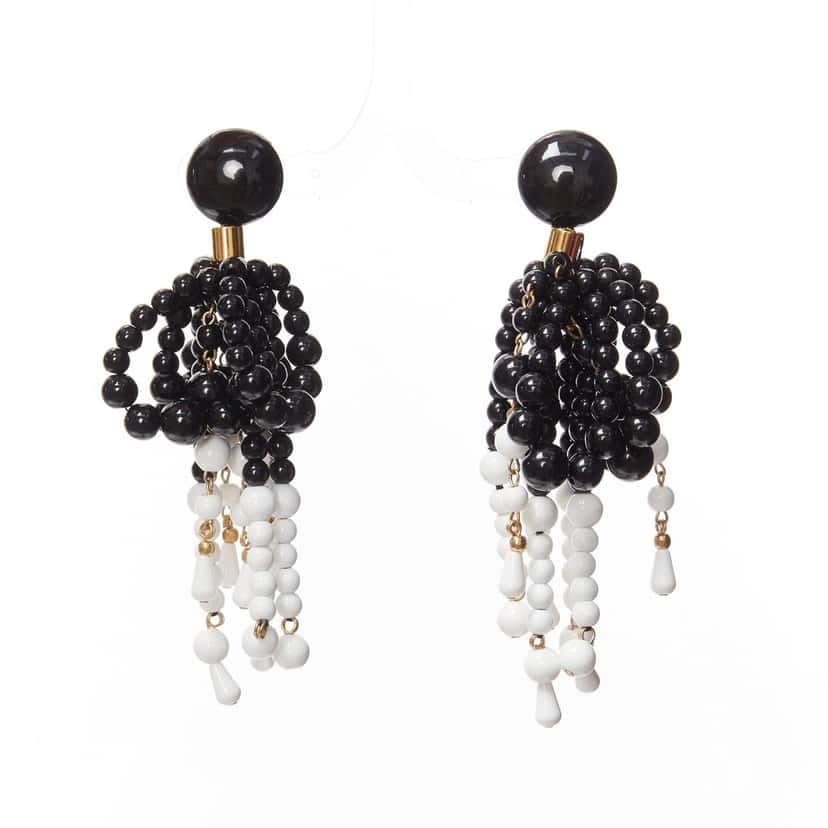 Marni Beads Tassel Earrings Black Plastic Very good condition - Back View
