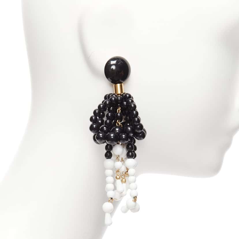 Marni Beads Tassel Earrings Black Plastic Very good condition - Model View