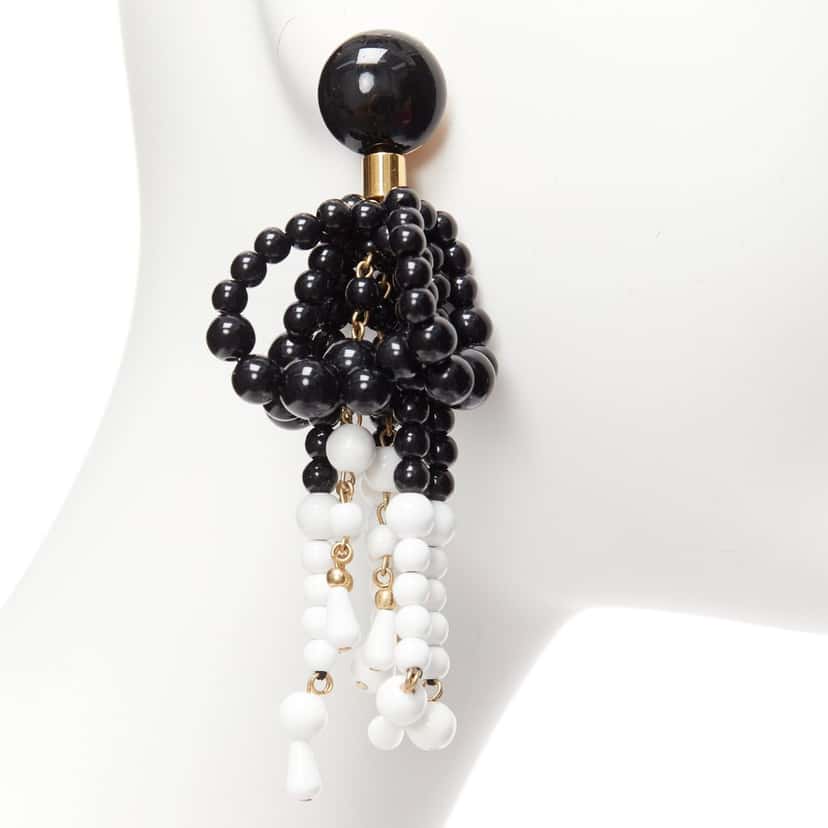 Marni Beads Tassel Earrings Black Plastic Very good condition - Box View