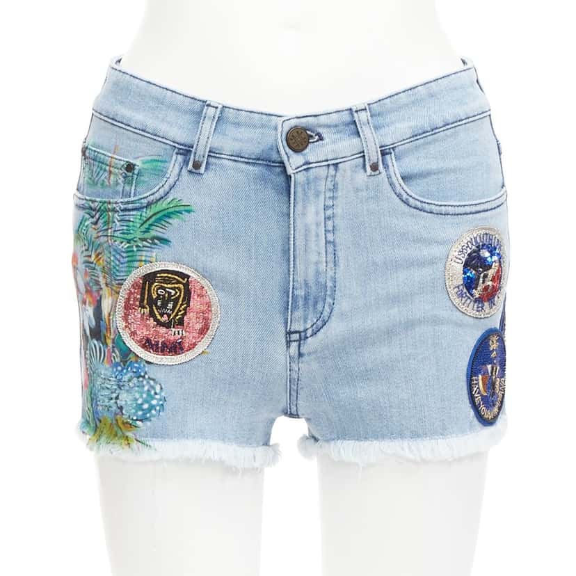 MR & MRS ITALY Paint Denim Shorts Blue Cotton Never worn - Front View