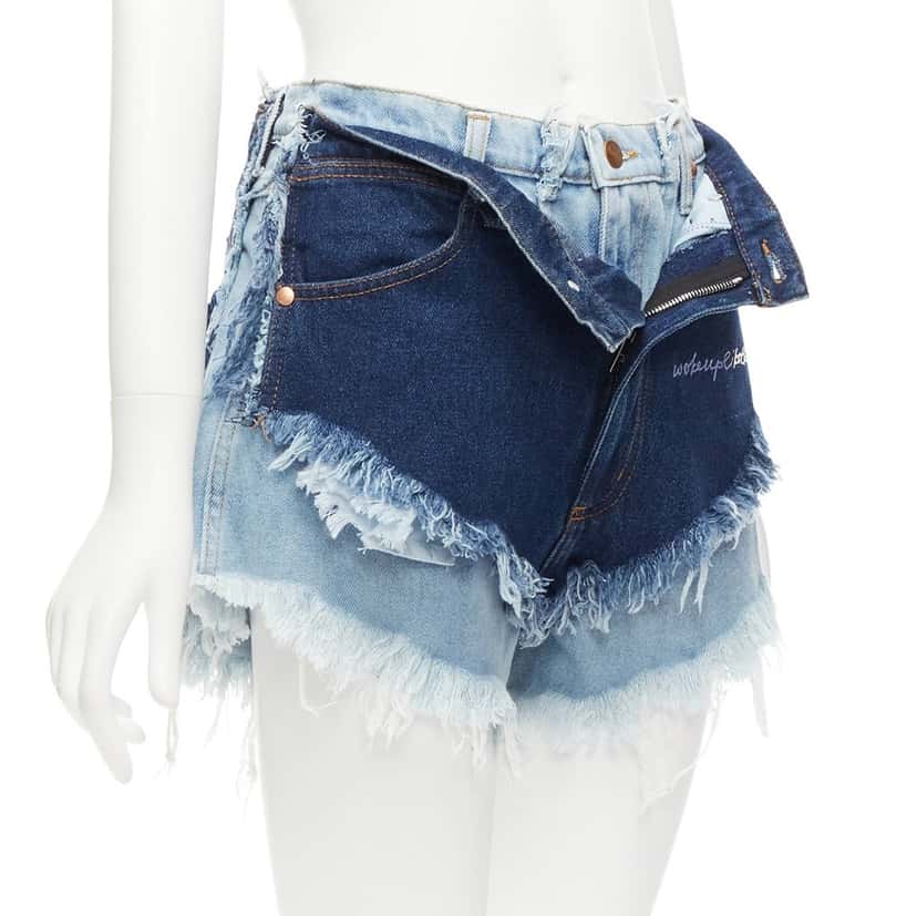 Natasha Zinko Layered Denim Shorts Blue Very good condition - Front View