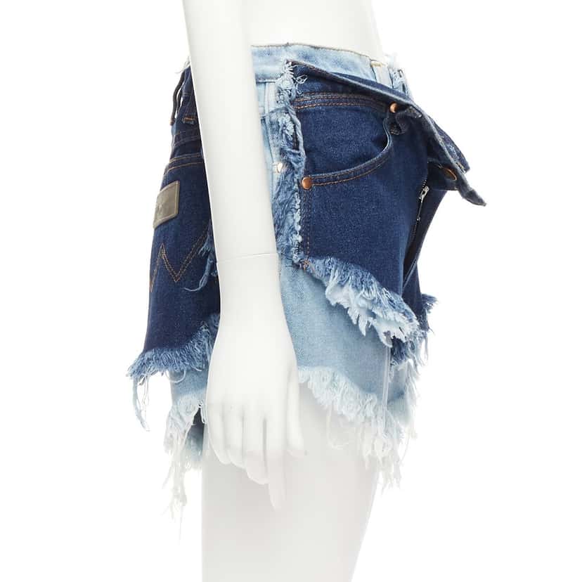 Natasha Zinko Layered Denim Shorts Blue Very good condition - Model View