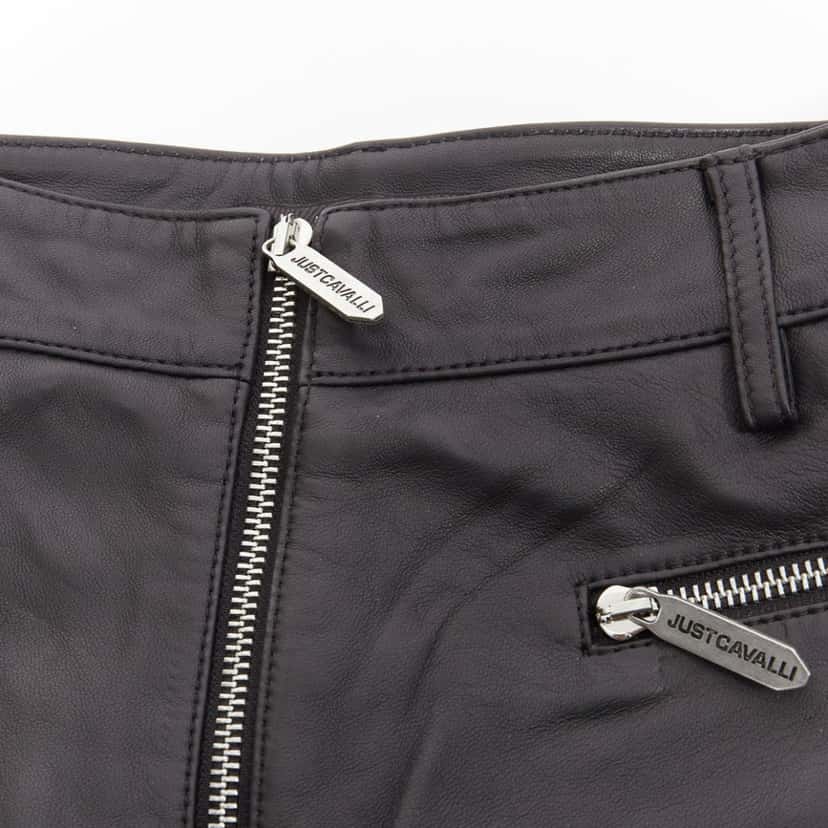 Just Cavalli Motorcycle Ribbed Shorts Black Leather Very good condition - Inside View