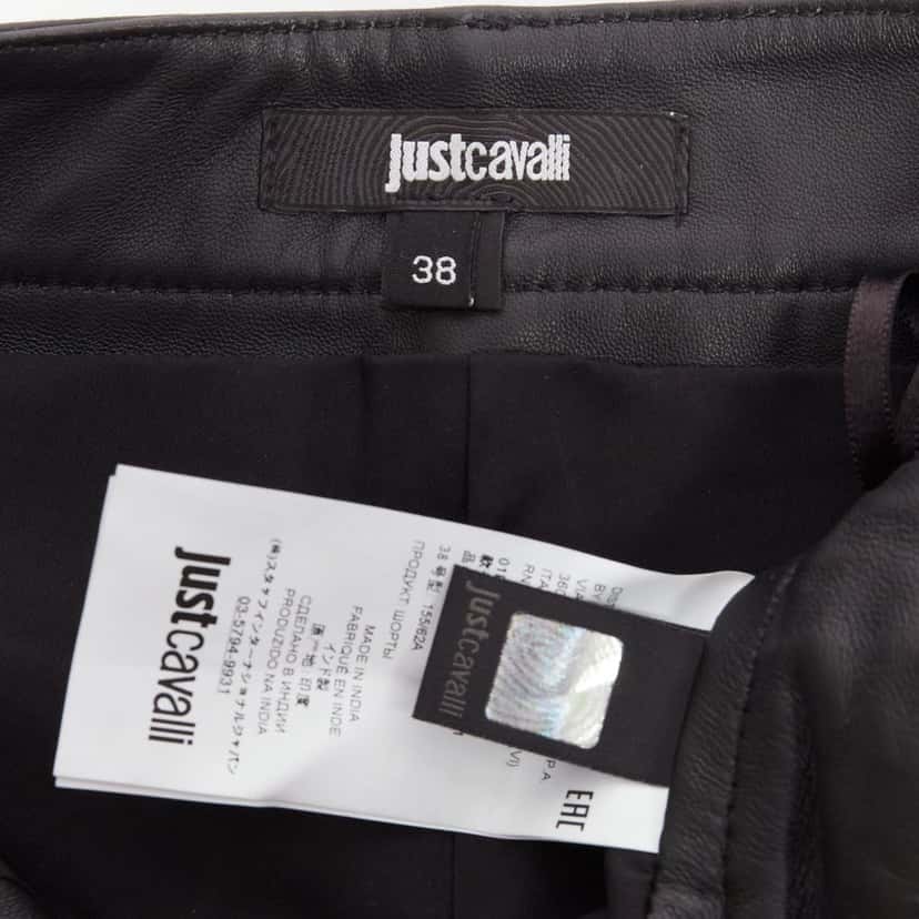 Just Cavalli Motorcycle Ribbed Shorts Black Leather Very good condition - Box View