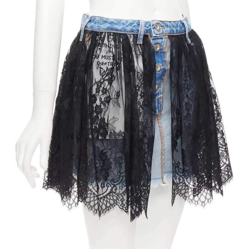Unravel Project Lace Denim Skirt Blue Never worn - Inside View