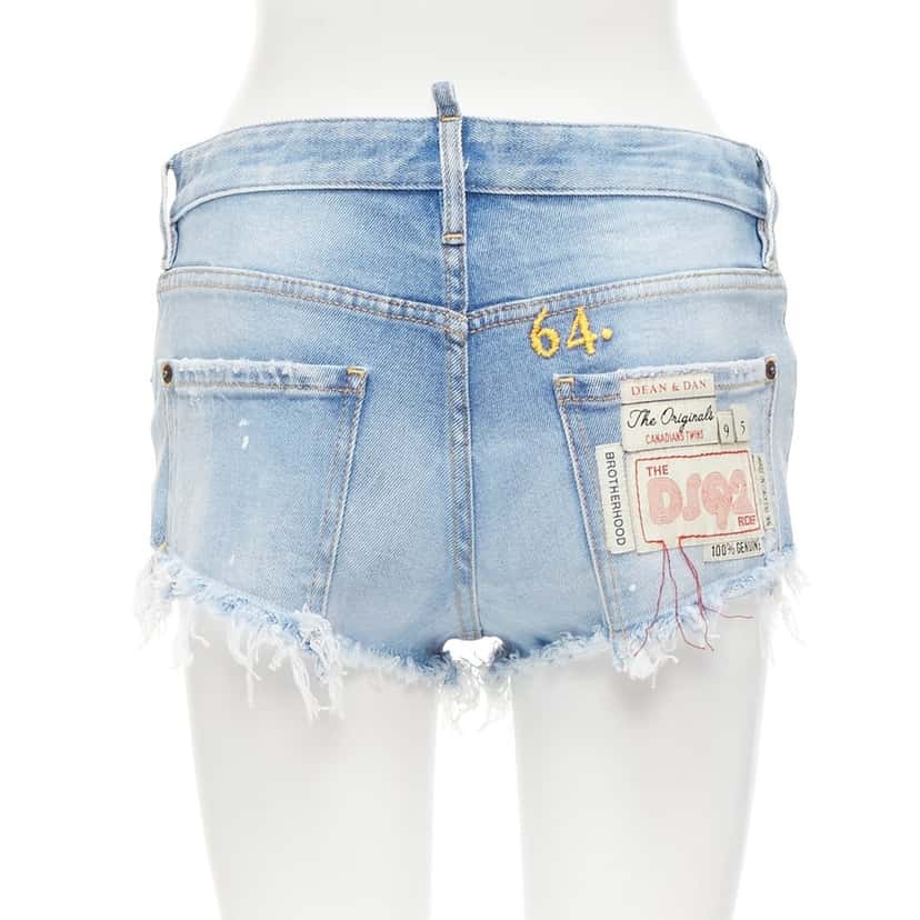 Dsquared2 Frayed Booty Shorts Blue Never worn - Front View