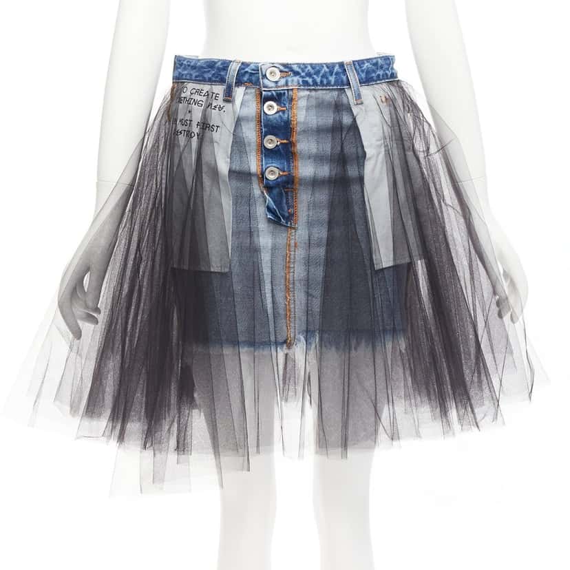 Unravel Project Tulle Denim Skirt Blue Never worn - Front View