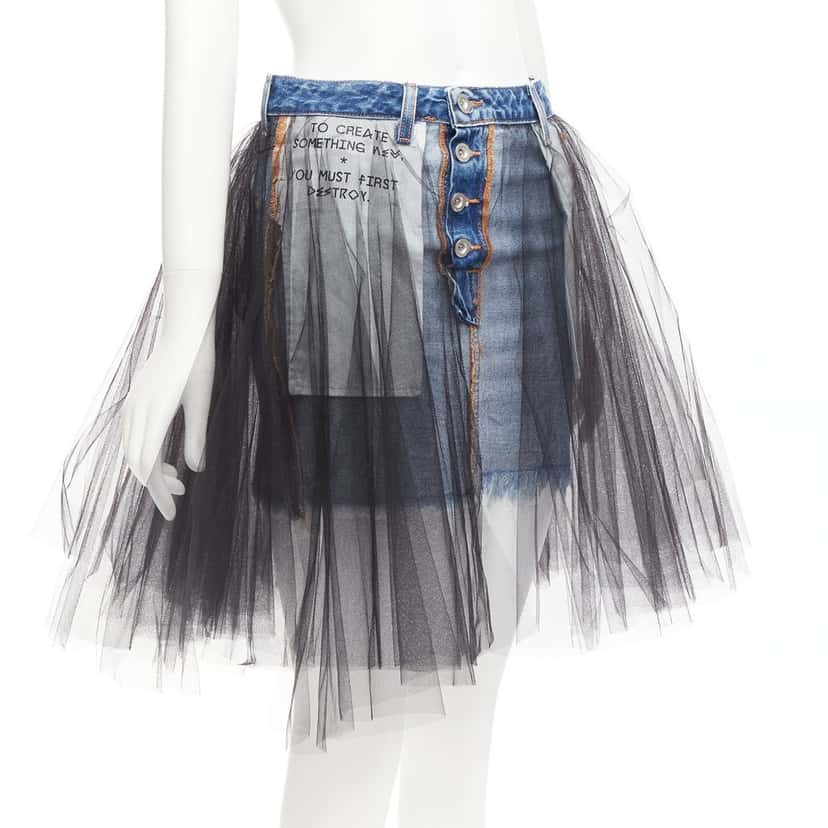 Unravel Project Tulle Denim Skirt Blue Never worn - Inside View