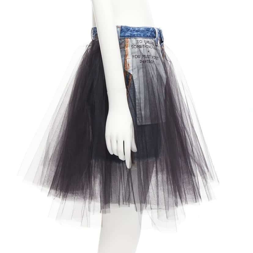 Unravel Project Tulle Denim Skirt Blue Never worn - Model View
