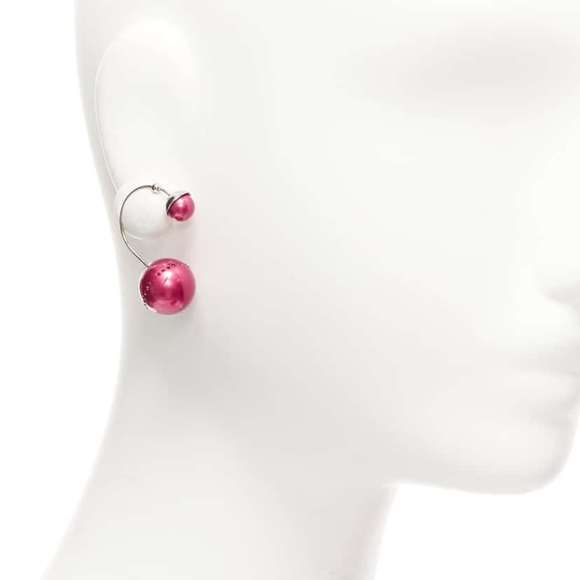 Dior Red Pearl Earrings Red Pearl Fair condition - Back View