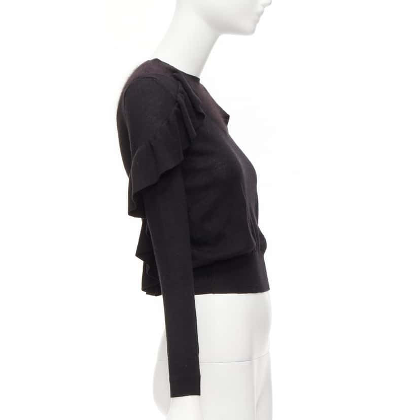 Viktor & Rolf Ruffle Crop Sweater Black Wool Never worn - Model View