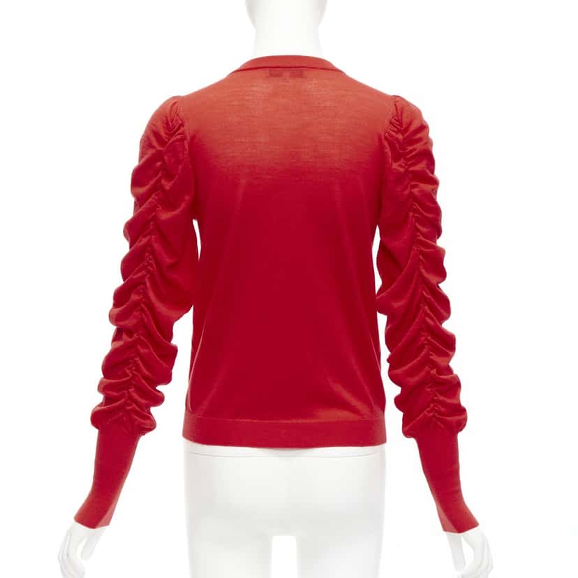 Dice Kayek Ruched Sleeve Cardigan Red Wool Never worn - Box View
