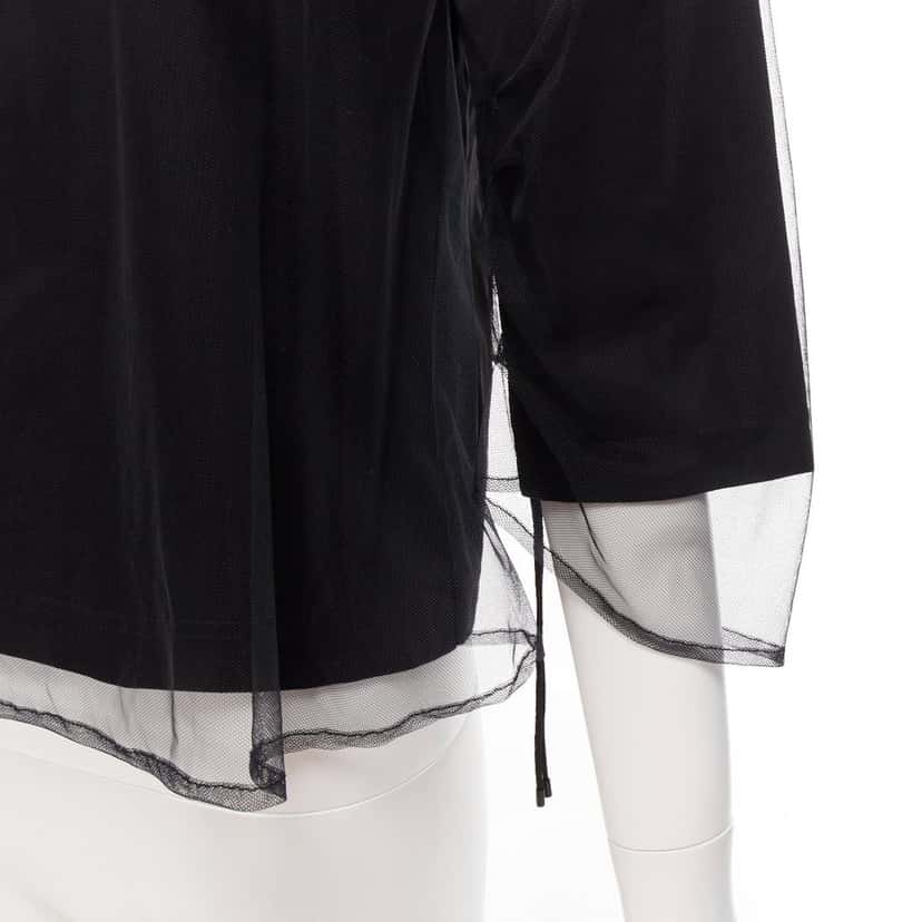 Noir Kei Ninomiya Tulle Ruched Shirt Black Cotton Never worn - Back View