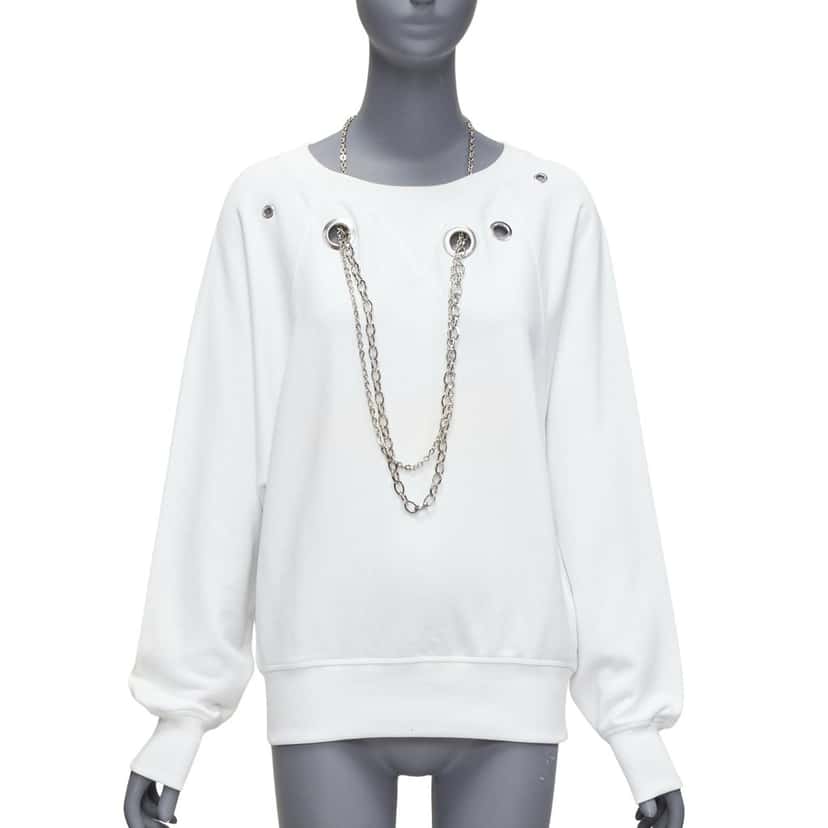 Diesel Punk Chain Sweatshirt White Cotton Fair condition - Front View