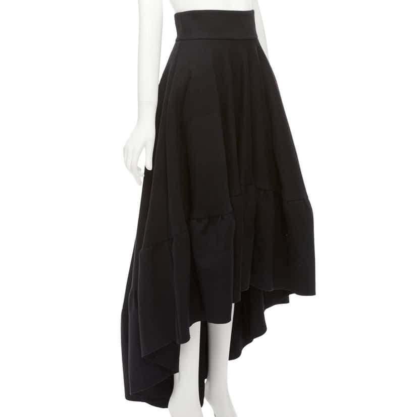 Antonio Berardi Ruffle High Low Skirt Black Cotton Never worn - Front View