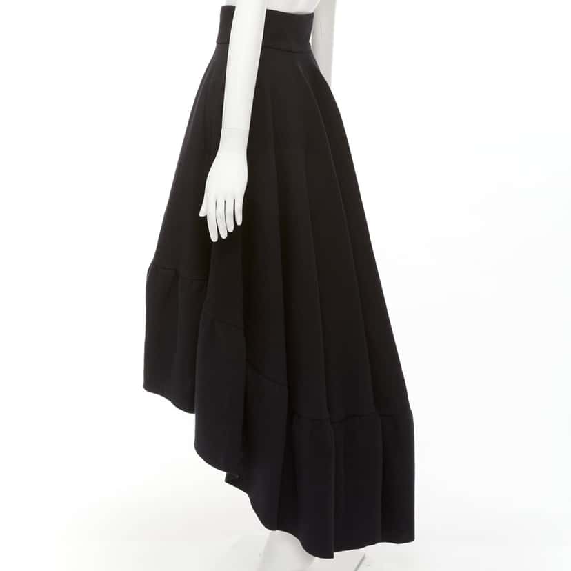 Antonio Berardi Ruffle High Low Skirt Black Cotton Never worn - Back View