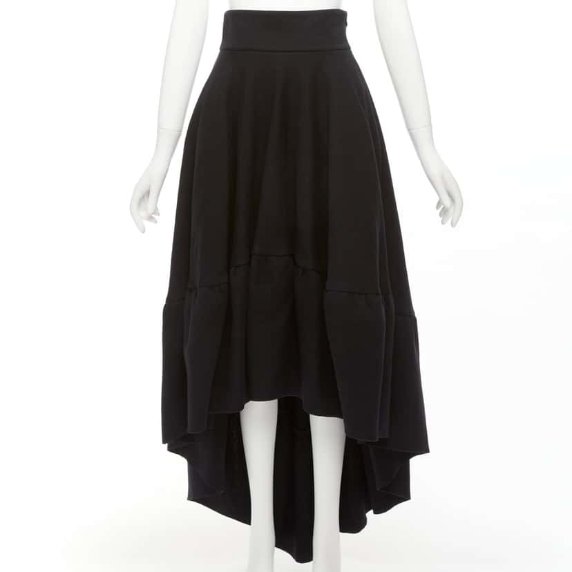 Antonio Berardi Ruffle High Low Skirt Black Cotton Never worn - Inside View