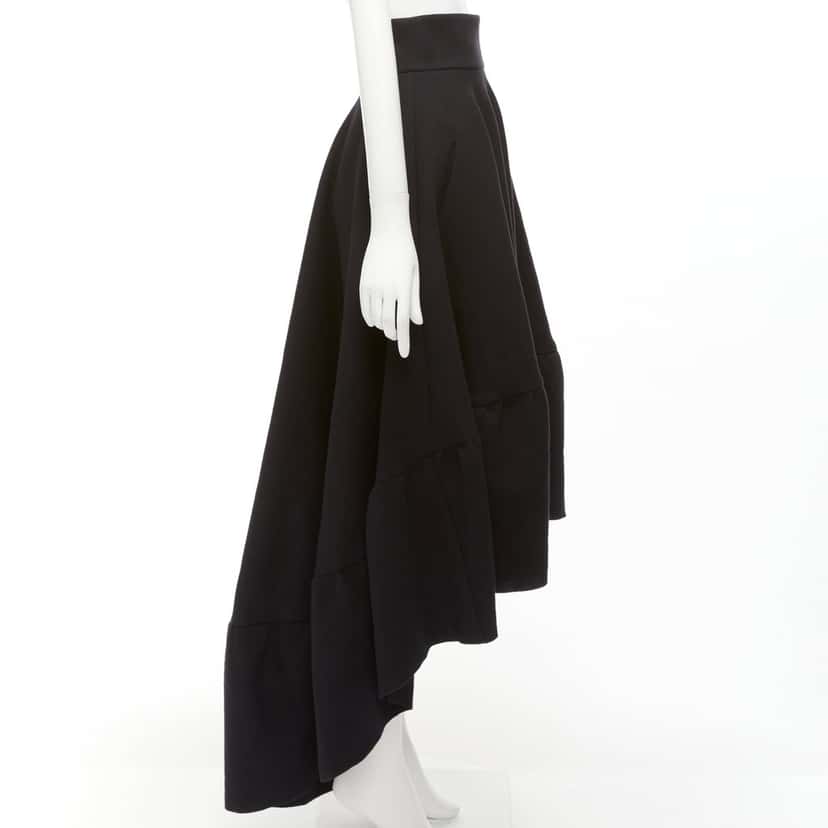 Antonio Berardi Ruffle High Low Skirt Black Cotton Never worn - Model View