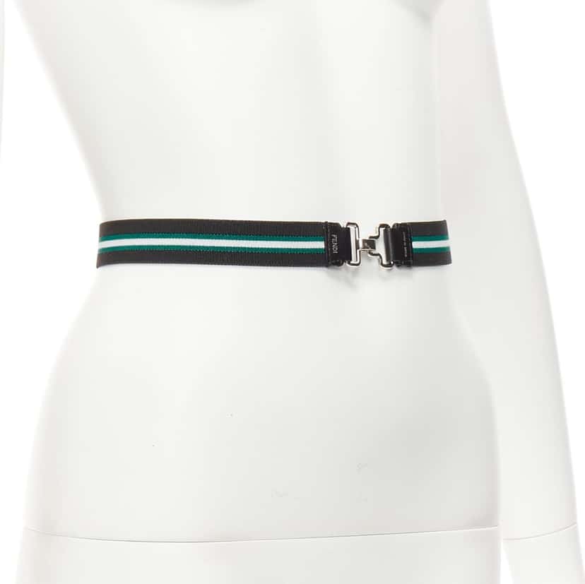 Fendi Red Gold Studs Belt Green Leather Never worn - Inside View