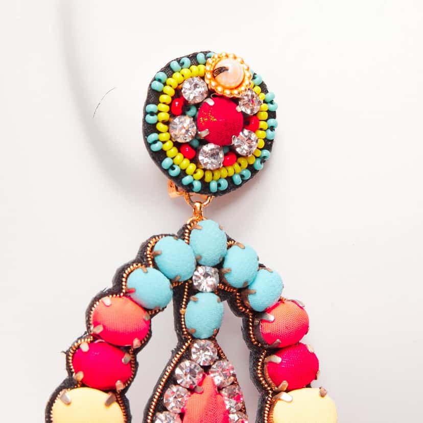 Ranjana Khan Neon Beaded Earrings Pink Very good condition - Box View