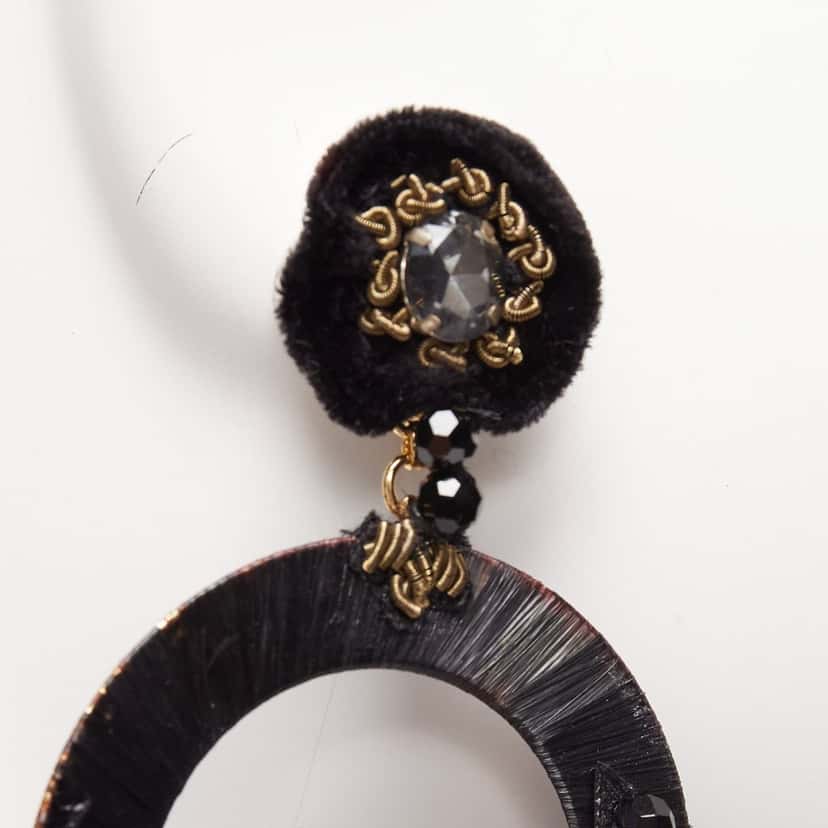 Ranjana Khan Feather Bow Earrings Brown Fur Fair condition - Model View