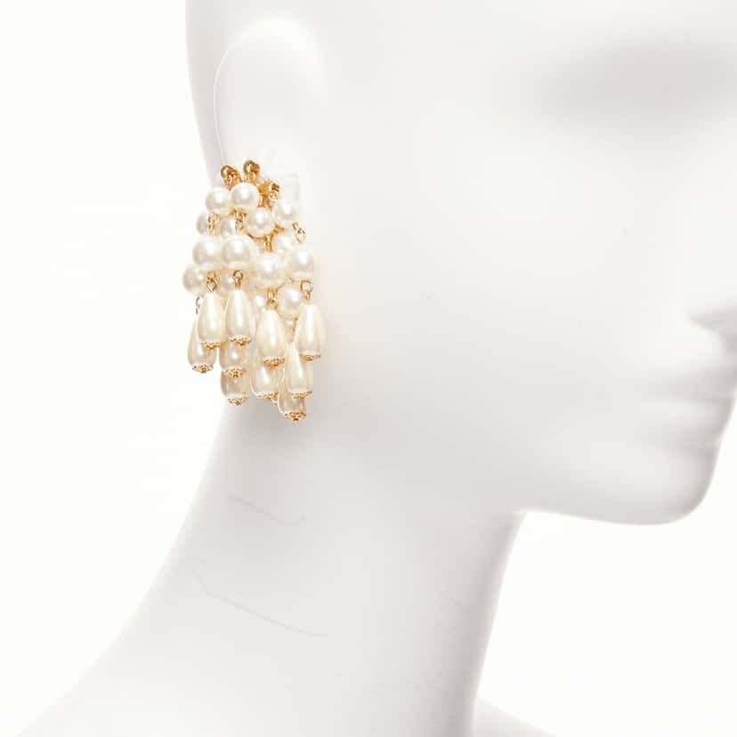 Lele Sadoughi Starburst Earrings Beige Pearl Very good condition - Back View