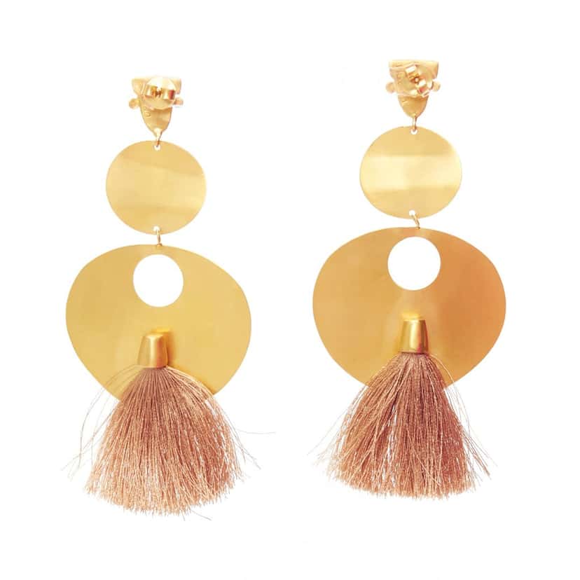 OTHER BRAND Tribal Beige Earrings Gold Metal Fair condition - Inside View