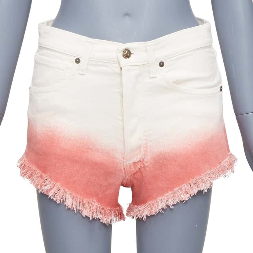 Alanui Ombre Denim Shorts Ecru Cotton Never worn - Front View