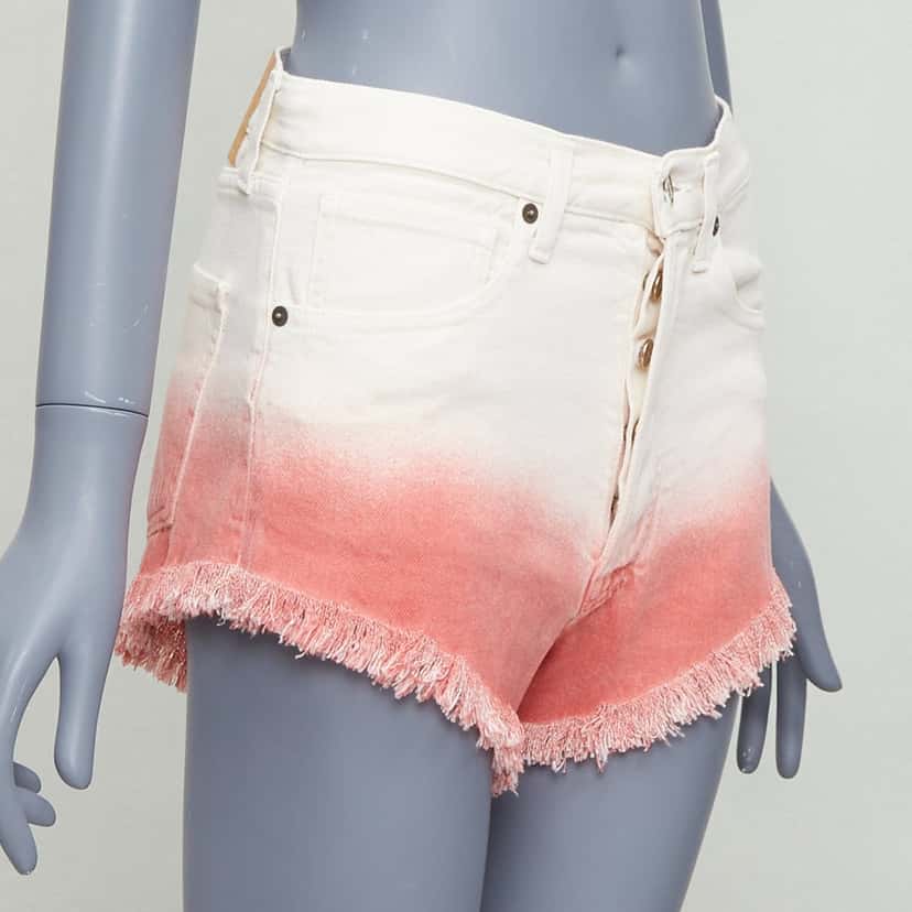 Alanui Ombre Denim Shorts Ecru Cotton Never worn - Back View