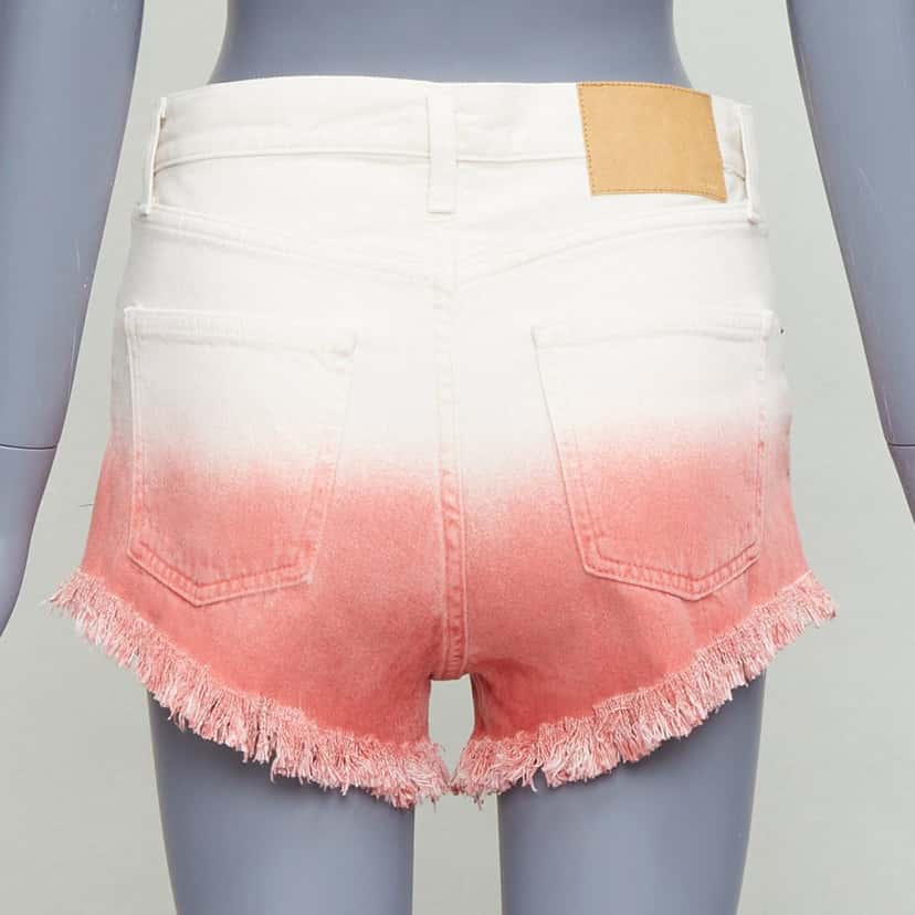 Alanui Ombre Denim Shorts Ecru Cotton Never worn - Model View