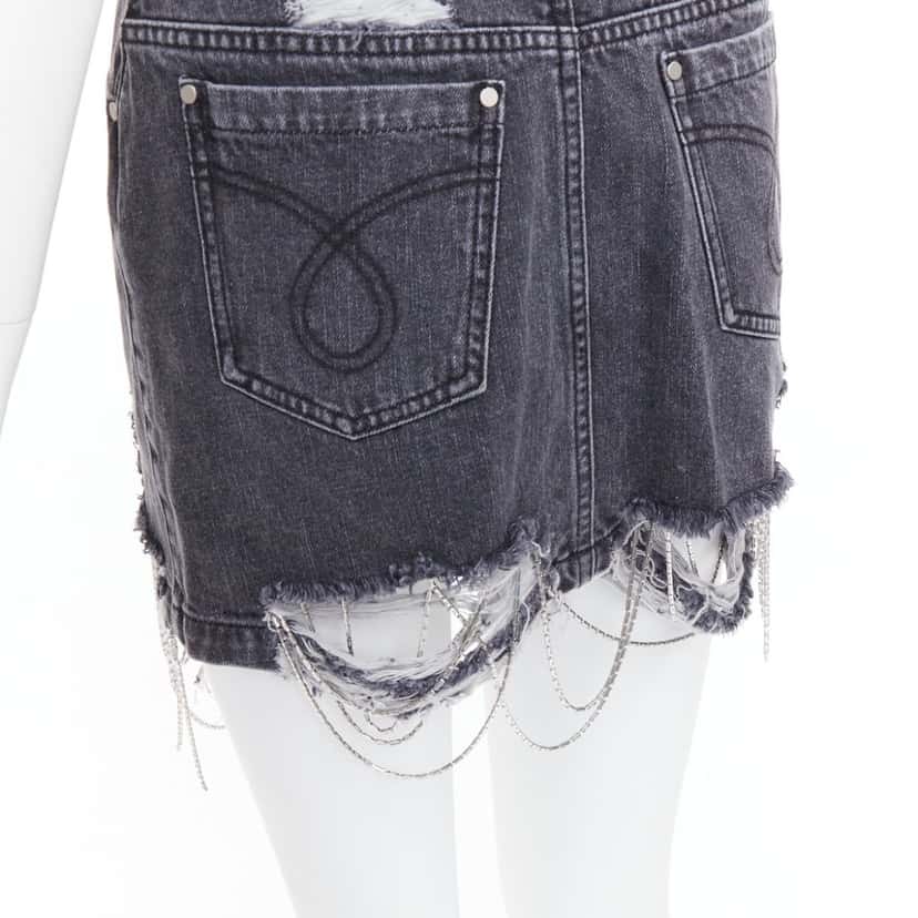 Mark Gong Beaded Fringe Skirt Grey Very good condition - Back View