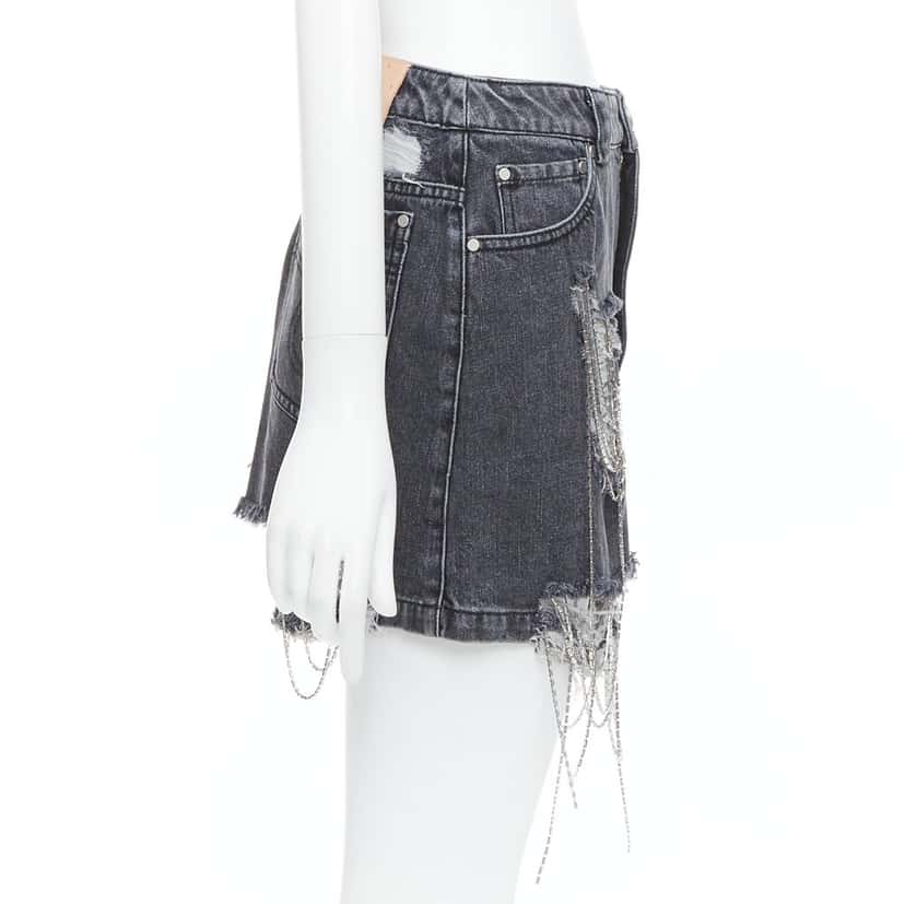 Mark Gong Beaded Fringe Skirt Grey Very good condition - Model View