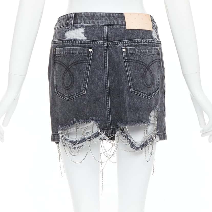 Mark Gong Beaded Fringe Skirt Grey Very good condition - Box View