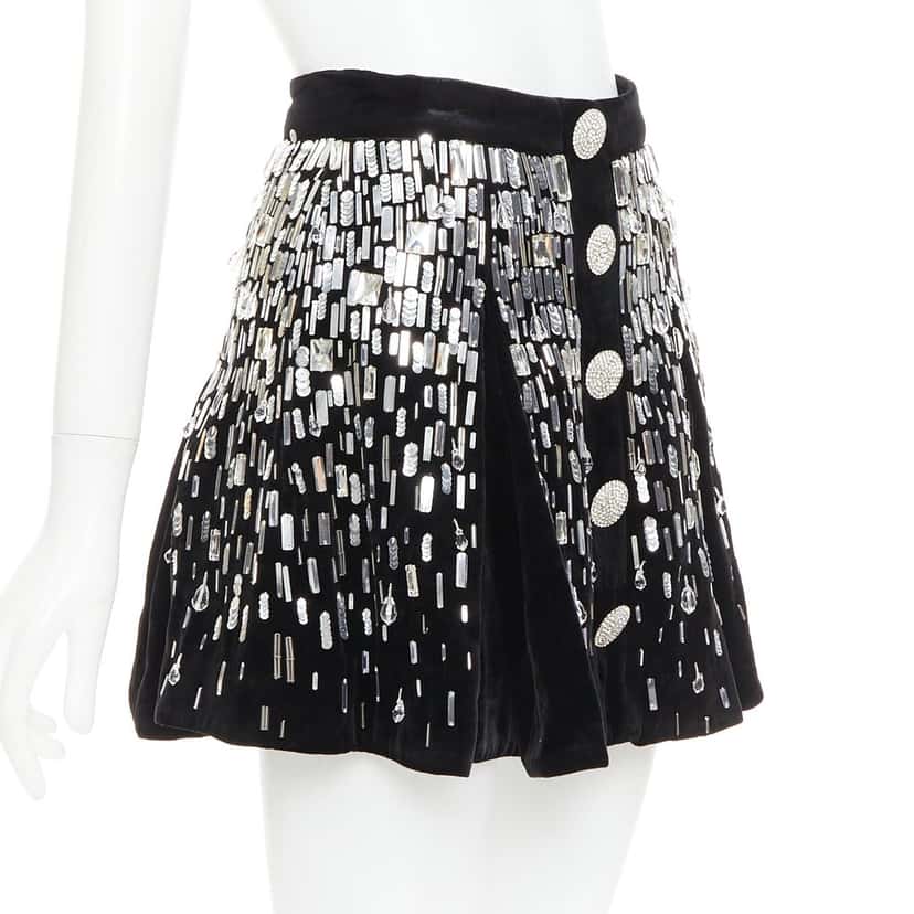 Balmain Embellished Skater Black Velvet Very good condition - Inside View