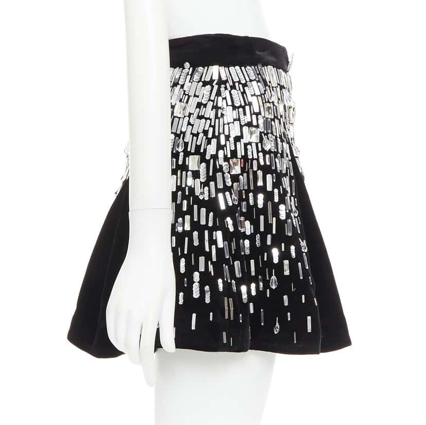 Balmain Embellished Skater Black Velvet Very good condition - Model View