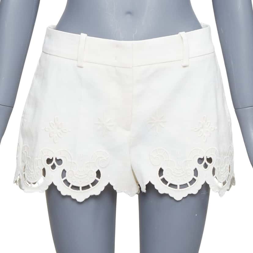 Ermanno Scervino Sangallo Scalloped Shorts Ecru Cotton Very good condition - Front View