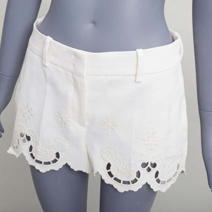 Ermanno Scervino Sangallo Scalloped Shorts Ecru Cotton Very good condition - Back View