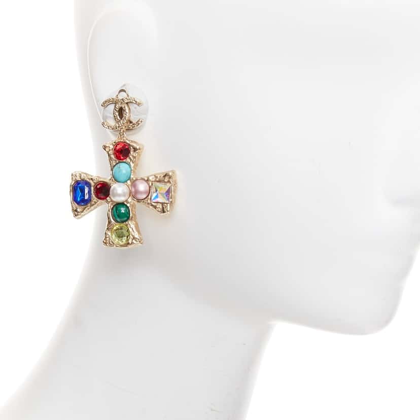 Chanel Bijoux de Couture Orecchini Cross Gold Metal Very good condition - Back View