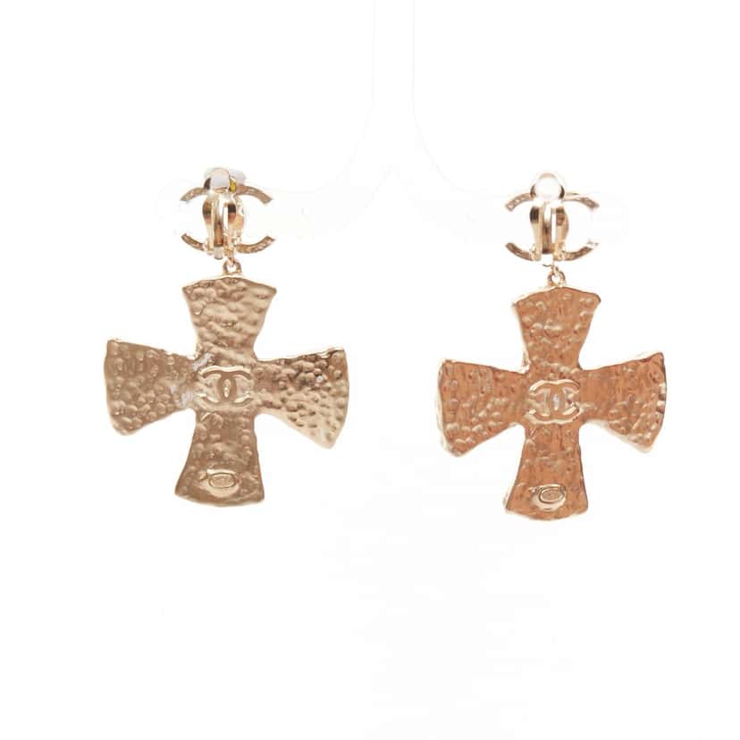 Chanel Bijoux de Couture Orecchini Cross Gold Metal Very good condition - Inside View