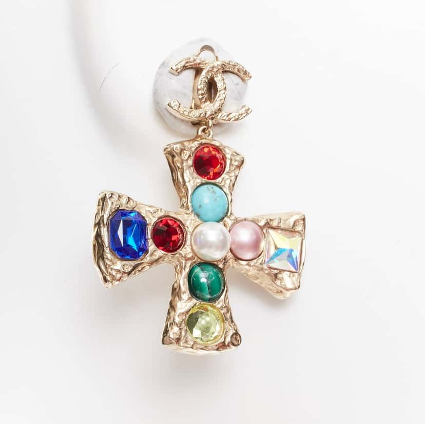 Chanel Bijoux de Couture Orecchini Cross Gold Metal Very good condition - Box View