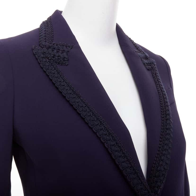 Gucci PASSIMENTARIE TRIM CADY Blazer Navy Viscose Very good condition - Back View