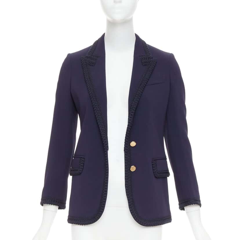 Gucci PASSIMENTARIE TRIM CADY Blazer Navy Viscose Very good condition - Inside View